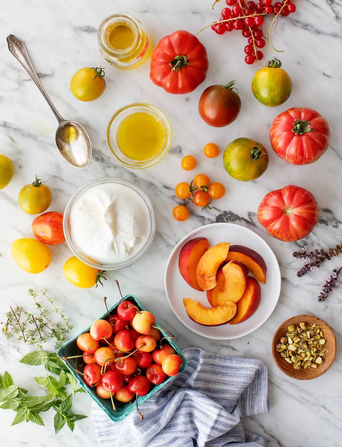 Ingrédients de la recette de la salade de burrata