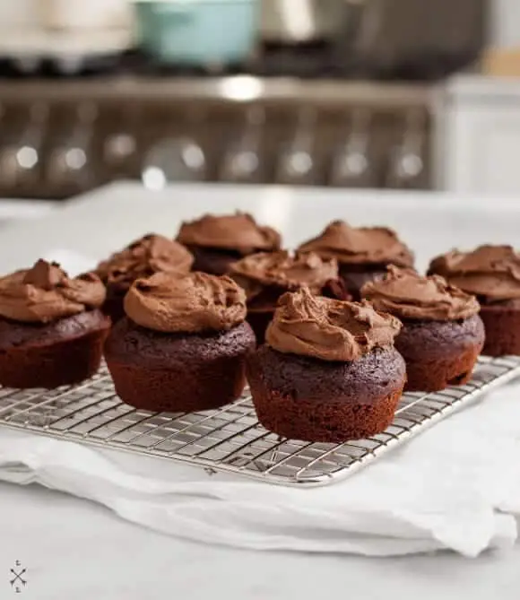 Cupcakes de chocolate e cobertura de abacate