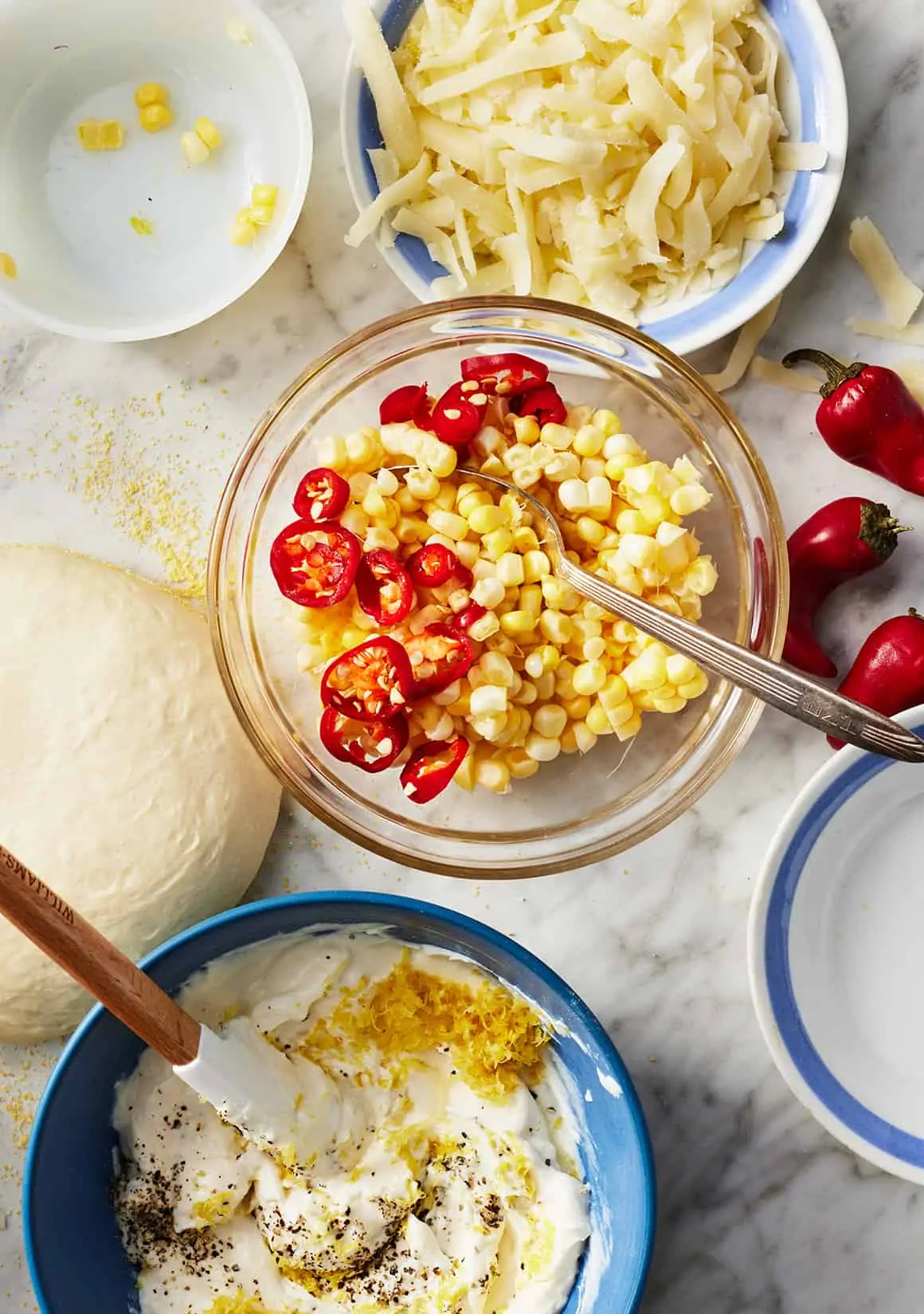 Ingredientes da receita de pizza de milho