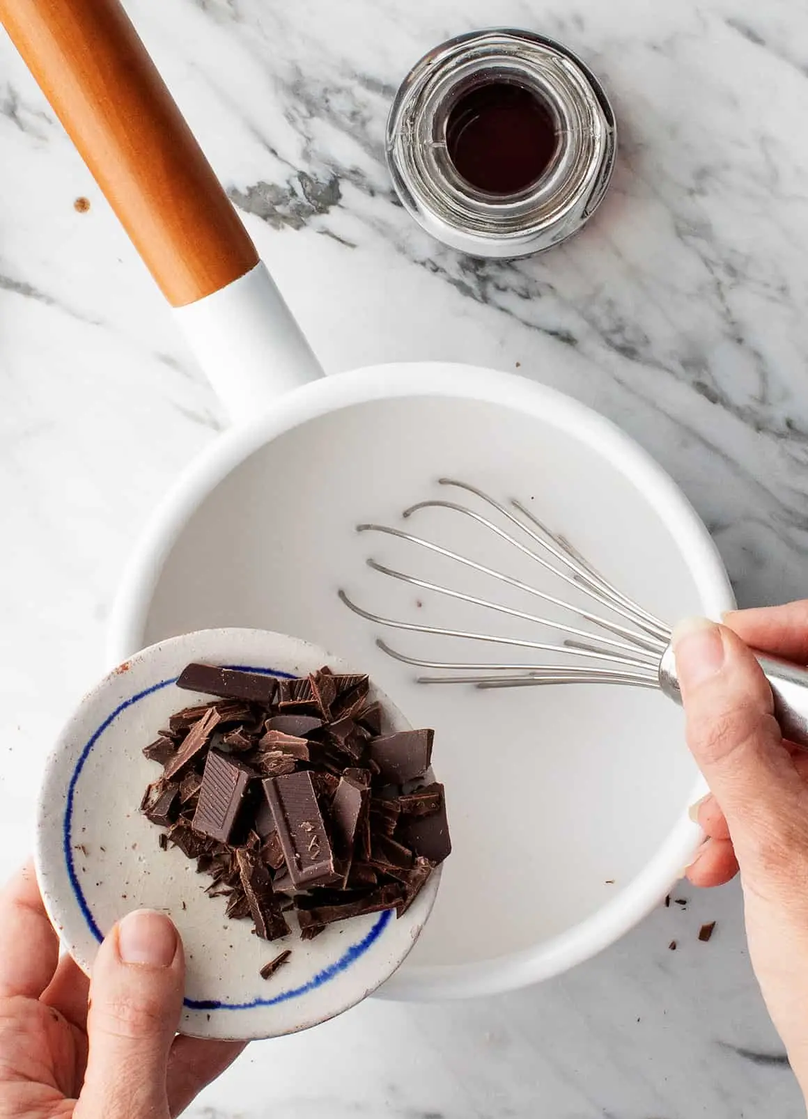 Ingredientes da receita de chocolate quente caseiro