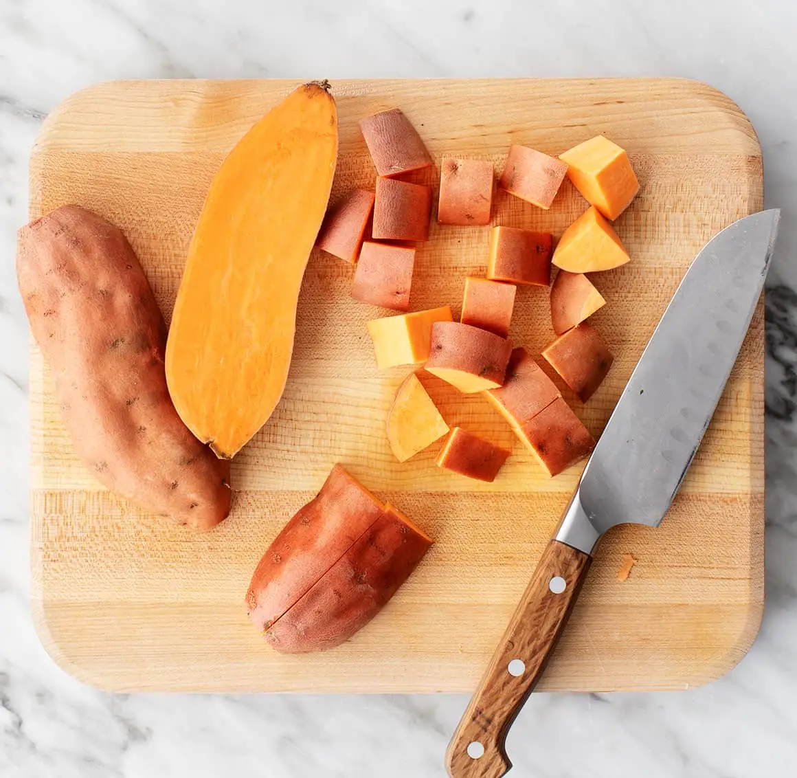 Zutaten für das Rezept für geröstete Süßkartoffeln