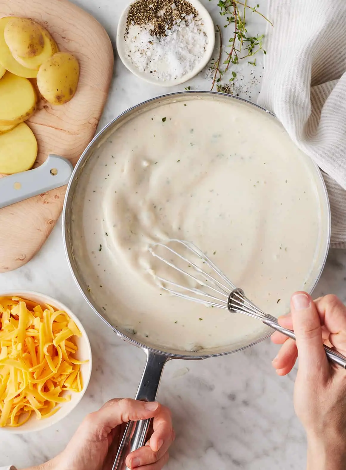 Ingrédients des pommes de terre gratinées