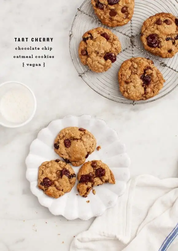 Vegan Cherry Chocolate Oatmeal Cookies